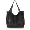 Kožená shopper bag kabelka Mazzini  139MM černá