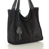 Kožená shopper bag kabelka Mazzini  139MM černá