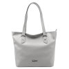 Kožená kabelka MiaMore 01-058 světle šedá
