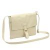 Kožená crossbody kabelka 26-087 DL béžová