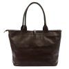 Kožená shopper bag kabelka Luka 25-007 tmavě hnědá