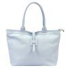 Kožená shopper bag kabelka Luka 25-007 světle modrá