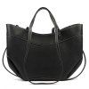 Kožená shopper bag kabelka 25-025 D DL černá