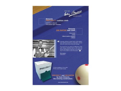 Sukno kulečníkové Simonis Precishot Cushion na mantinely šíře 16 cm