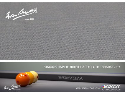 Sukno kulečníkové Simonis 300 Rapide Shark Grey Challenge