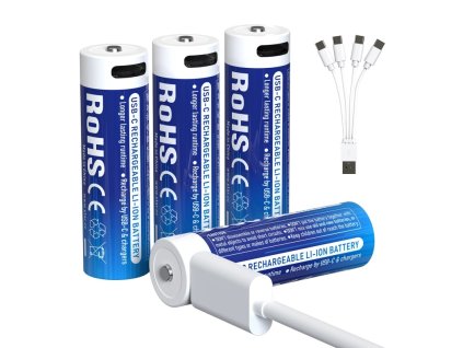 USB C nabíjateľný 4x akumulátor XTAR AA Li ion LR 3000mAh 1,5V 2,5A (1)