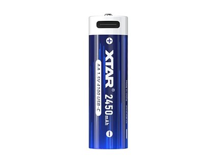 USB C nabíjateľný 1x akumulátor XTAR AA Li ion 4100mWh2450mAh 1,5V 2A (1)