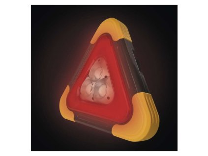 LED výstražný trojuholník, dobíjateľný, COB LED + červená LED