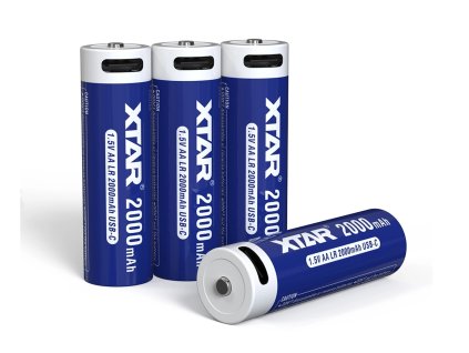 USB C nabíjateľný 4x akumulátor XTAR AA Li ion LR 2000mAh 1,5V 2,5A (1)