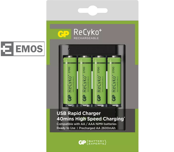 GP Batteries GP USB nabíjačka U421 + 4 AA GP ReCyko+ 2700mAh