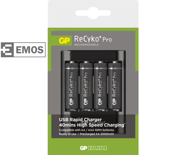 GP Batteries GP USB nabíjačka U421 + 4 AA GP ReCyko+ Pro Prof.