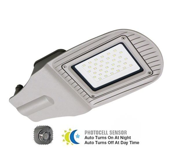 V-TAC LED pouličné svietidlo so súmrakovým senzorom 30W IP65 2400lm šedé Farba svetla: studená (6400K)