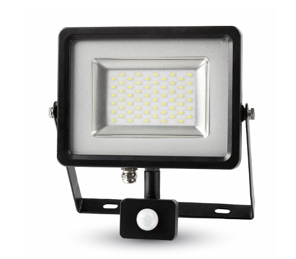 V-TAC LED reflektor SMD 30W 2400lm SLIM čierno-šedý so senzorom Farba svetla: studená (6000K)