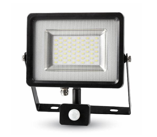 V-TAC LED reflektor SMD 50W 4000lm SLIM čierno-šedý so senzorom Farba svetla: studená (6000K)