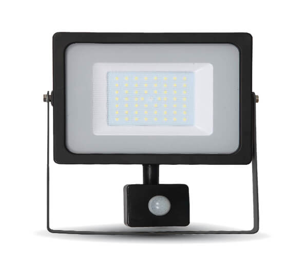 V-TAC LED reflektor SMD 50W 4250lm SLIM čierny so senzorom Farba svetla: studená (6000K)