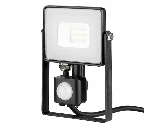 V-TAC LED reflektor so senzorom SMD 10W 800lm SAMSUNG CHIP Slim čierny - 5 ROČNÁ ZÁRUKA! Farba svetla: denná (4000K)