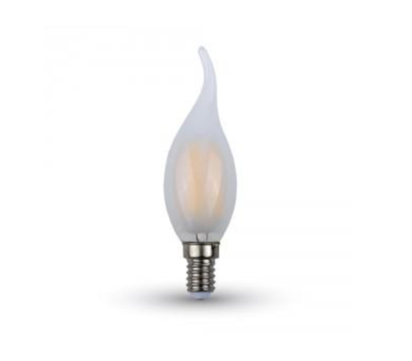 V-TAC LED žiarovka E14, 4W, 400lm, Frost Cover, Plameň sviečky (POSLEDNÉ 2KS) Farba svetla: studená (6400K)