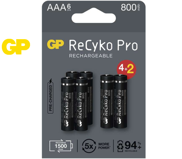 GP Batteries Nabíjacia batéria GP ReCyko+ Pro Professional AAA, 4+2 ks
