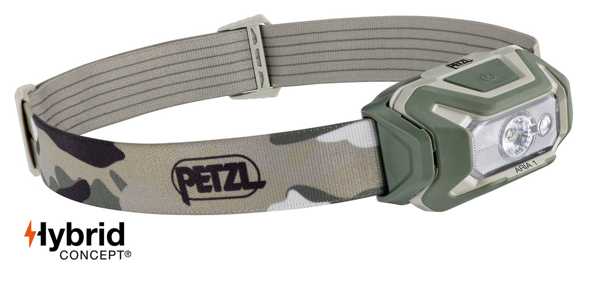 LED čelovka PETZL ARIA 1 RGB HYBRID kamufláž