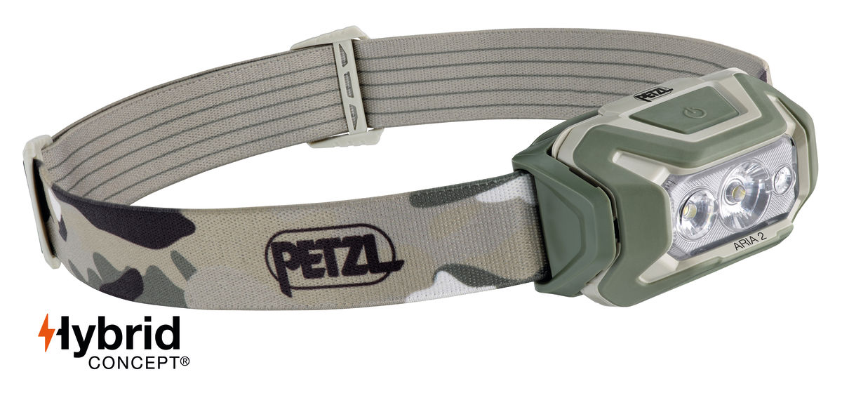 LED čelovka PETZL ARIA 2 RGB HYBRID kamufláž