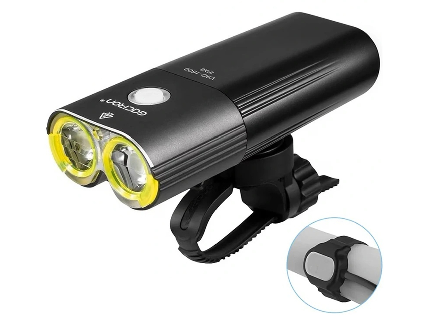 LED bicyklové svietidlo Gaciron V9DP-1800, USB-C nabíjateľné, USB Powerbank