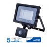 LED reflektor 20W so senzorom 1600lm SAMSUNG CHIP Slim čierny - 5 ROČNÁ ZÁRUKA!