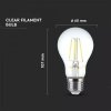LED žiarovka V-TAC, E27, 6W, 725lm, Filament, A60, číra