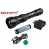 Nabíjateľná LED baterka Wolf-Eyes Ranger zelená LED, USB v.2017Praktik Set