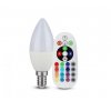 LED žiarovka V-TAC E14 3,5W, 320lm, Sviečka, RGB + IR diaľkové ovládanie