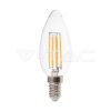 LED žiarovka - 5,5W vlákno E14 stmievateľná priehľadná krycia sviečka 3000K VT-21125 (V-TA