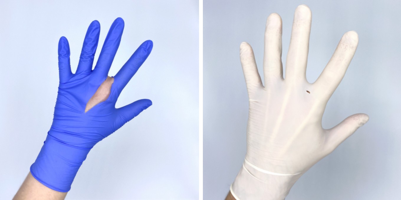 Jsou nitrilové rukavice odolnější proti prasknutí a latexové proti propíchnutí? Nebo naopak?