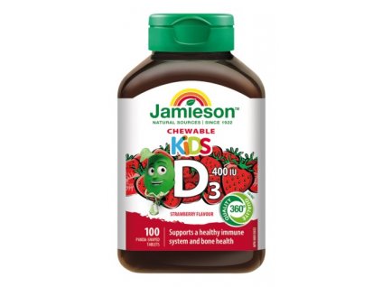 7947 jamieson vitamin d3 kids 400 iu tablety na cmulanie s prichutou jahody pre deti 100tbl