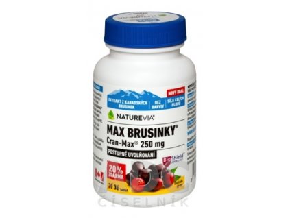 Naturevia Max Brusnice 250 mg 30+6 pastiliek