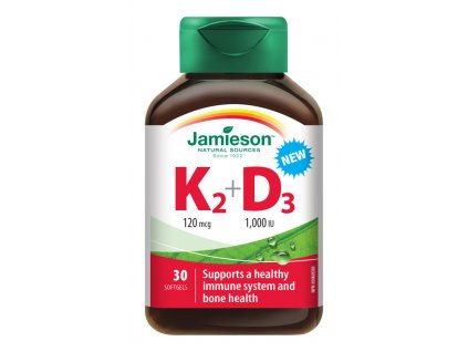 Jamieson Vitamín K2 120 mcg + D3 1000 IU 30 kapsúl