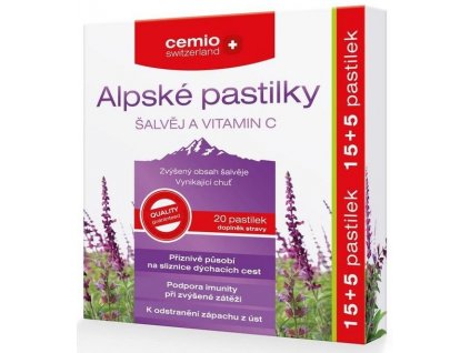 Cemio Alpské pastilky šalvia a vitamín C 20 ks