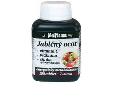 MedPharma Jablčný ocot + Vitamín C + Vláknina + Chróm tbl 100+7 zadarmo