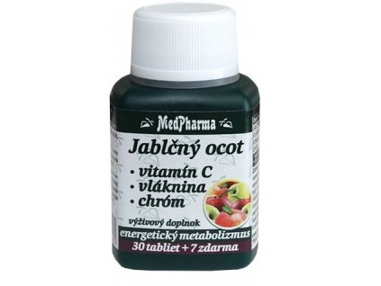 MedPharma Jablčný ocot + Vitamín C + Vláknina + Chróm tbl 30+7 zadarmo