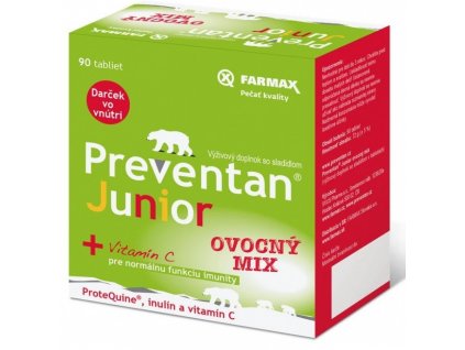 Farmax Preventan Junior + vitamín C ovocný mix 90 ks