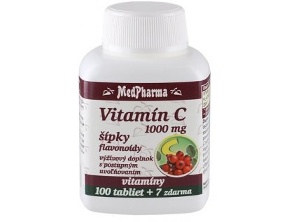 MedPharma Vitamín C 1000 mg so šípkami 100 + 7 tabliet zdarma