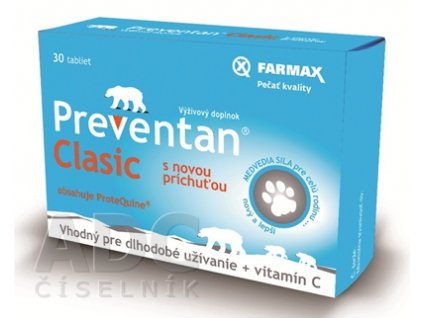 Farmax Preventan Clasic s novou príchuťou + vit. C tbl 1x30 ks