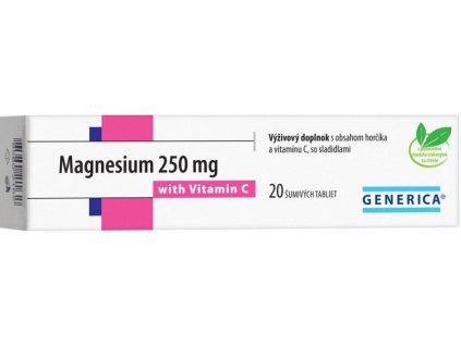 Generica Magnesium 250 mg + Vitamin C šumivé tablety 20 ks