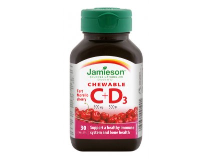 Jamieson Vitamín C 500 mg + D3 čerešňa 30 tabliet