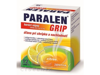 Paralen Grip horúci nápoj citrón 12 vrecúšok