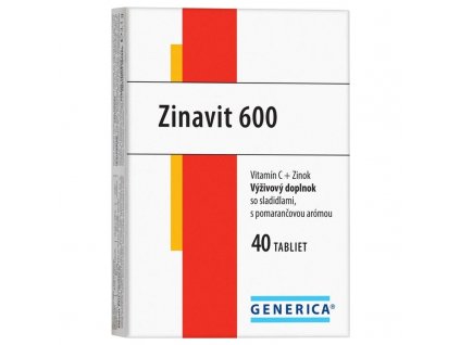 Generica Zinavit 600 vitamín C + Zinok pomaranč 40 tabliet