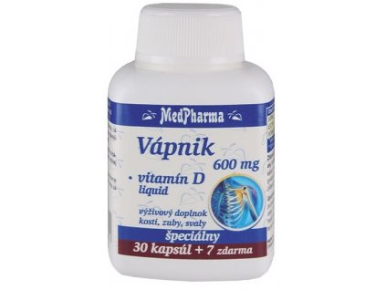 MedPharma Vápnik 600 mg + Vitamín D cps 30+7 zadarmo