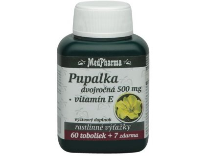 MedPharma Pupalka Dvojročná 500 mg + Vitamín E cps 60+7 zadarmo