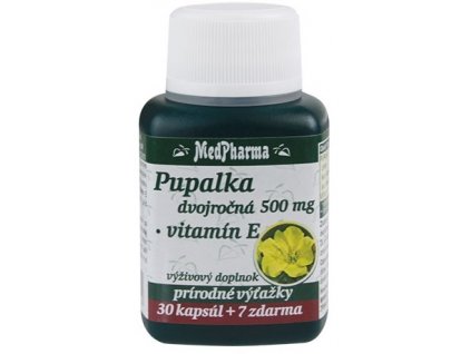 MedPharma Pupalka Dvojročná 500 mg + Vitamín E cps 30+7 zadarmo