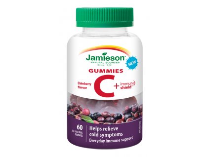 Jamieson Vitamín C + immune shield gummies s príchuťou bazy 60 tabliet