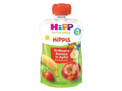 Hipp Hippis Bio 100% Ovocie Jablko Banán Jahoda kapsička  100 g