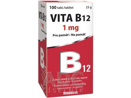 Vitabalans VITA B12 1 mg žuvacie tablety s príchuťou mäty 100 ks